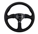 NRG Reinforced Steering Wheel - 350mm Sport Leather Racing ( 2.5" Deep) Comfort Grip, 4mm matte black spoke with Alcantara finish - RST-023MB-SA