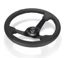 NRG Reinforced Steering Wheel - 330mm Sport Leather Racing ( 3" Deep) Comfort Grip, 4mm matte black spoke with criss cross stitching - RST-033BK-R