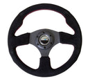 NRG Reinforced Steering Wheel- 320mm Sport Suede Steering Wheel w/ red stitch - RST-012S-RS