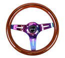 NRG Classic Dark Wood Grain Wheel, Black line inlay, 310mm, 3 spoke center in Neochrome - ST-310BRB-MC