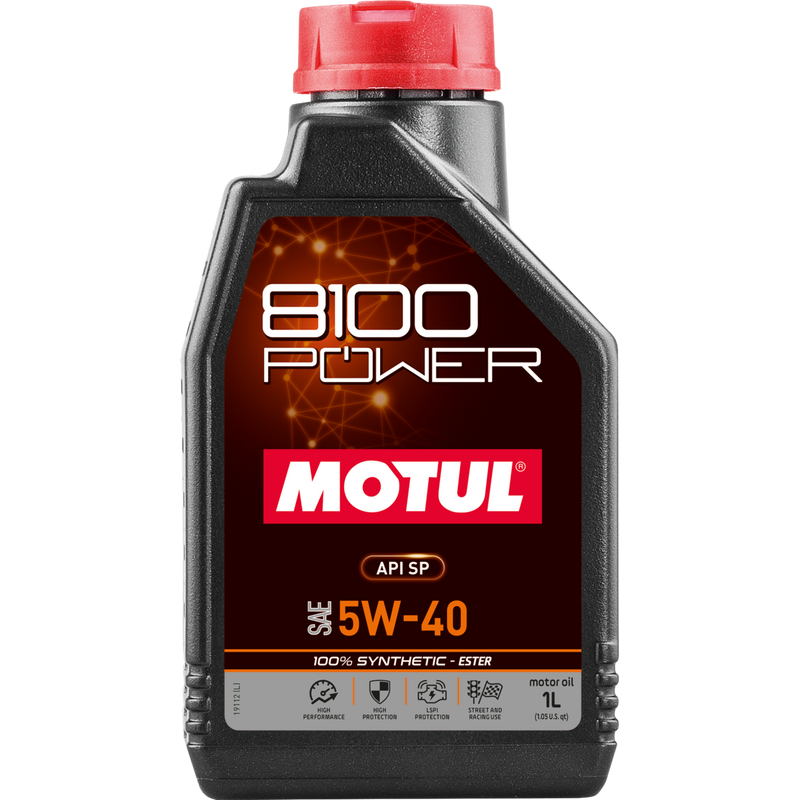 Motul 8100 Power Motor Oil 5W40 - 1L (1.05 Quart) - 111808