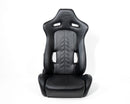 NRG "The Arrow" NRG Sports Vinyl Seat Black w/ Black Stitch plus Pressed NRG logo - RSC-810BK L/R
