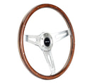 NRG Classic Wood Grain Wheel, 365mm, 3 spoke center in polished aluminum, wood with metal accents - ST-065