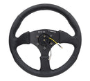 NRG Reinforced Steering Wheel- 350mm Sport Leather Racing ( 2.5" Deep) Comfort Grip 5mm matte black spoke - RST-023MB-R