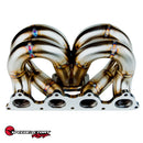 SpeedFactory Racing Stainless Steel Ramhorn Turbo Manifold - H Series - T3, 44/46mm V-Band Wastegate Flange - SF-04-007