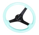 NRG Reinforced Steering Wheel - Classic Minty Fresh Wood Grain Wheel (3" Deep), 350mm, 3 Solid spoke center in Black - RST-036MF-BK
