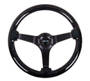 NRG Reinforced Steering Wheel - Classic Black Sparkled Wood Grain Wheel (3" Deep, 4mm ), 350mm, 3 Solid spoke center in Black - RST-036BSB-BK