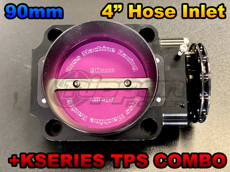 Ross Machine Racing 90mm Throttle Body w/ 4" Hose Adapter w/ K-Series TPS COMBO KIT - RMR-115-ASSY + RMR-120 + WWTPS-FORDTOK