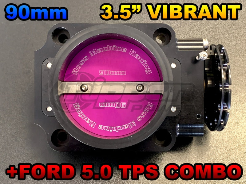 Ross Machine Racing 90mm Throttle Body w/ Vibrant HD 3.5" Adapter w/ Ford TPS COMBO KIT - RMR-115-ASSY + RMR-118 + TPS-FORD5.0