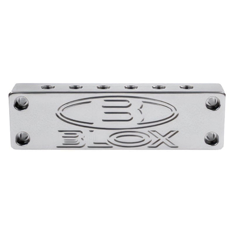 Blox Racing Surface-mount Vacuum Block - 6-Port / Billet Aluminum - Silver - BXIM-10010-SI