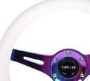 NRG White Wood Grain Wheel, 310mm, 3 spoke center in Neochrome - ST-310WT-MC