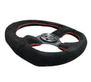 NRG Reinforced Steering Wheel - Suede Leather Steering Wheel w/ RED stitch - RST-009S-RS