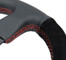 NRG Reinforced Steering Wheel- 320mm Sport leather / Suede Steering Wheel w/ red stitch - RST-012R/S-RS
