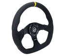 NRG Reinforced Steering Wheel - 320mm Sport Alcantara flat bottom with yellow center mark - RST-024MB-SA-Y