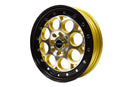 VMS Wheels Revolver 15x3.5 4x100/114.3 +10 Offset Machined Gold Black Lip Chrome Rivet Offsets - VWRE009