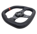 NRG CARBON FIBER STEERING WHEEL 320MM BLACK CARBON FIBER CENTER W/ Black STITCH RED CENTER MARK FLAT BOTTOM - ST-019CF-R
