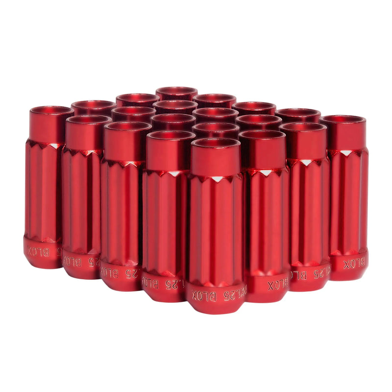 Blox Racing 12-Sided P17 Tuner Lug Nuts 12x1.5 - Red Steel - Set of 20 (Socket not included) - BXAC-00142-RD