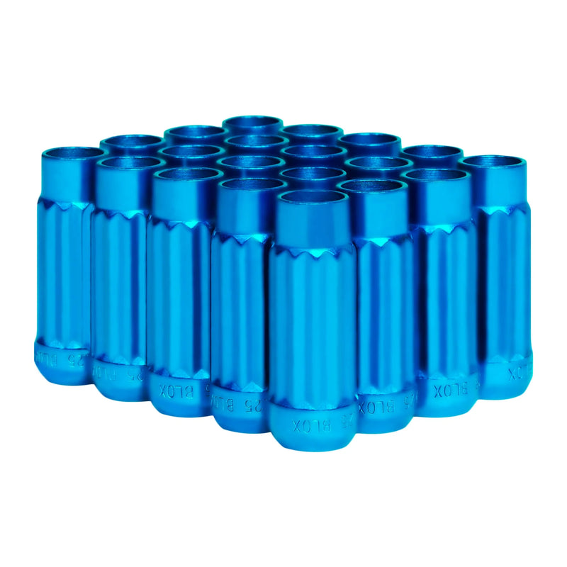 Blox Racing 12-Sided P17 Tuner Lug Nuts 12x1.5 - Blue Steel - Set of 20 (Socket not included) - BXAC-00142-BL