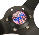 NRG Reinforced Steering Wheel - 350mm sport steering wheel (3' deep) Savage PinkLeopard Printed Micro Fiber Vegan Material with Matte Black spoke - RST-036MB-SV-PK