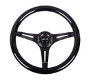 NRG Classic Wood Grain Wheel, 350mm 3 black spokes-Black Sparkled Color - ST-015BK-BSB