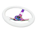 NRG Reinforced Steering Wheel - Classic White Wood Grain Wheel (3" Deep 3" Deep, 4mm ), 350mm, 3 Solid spoke center in Neochrome - RST-036WT-MC