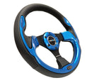 NRG Reinforced Steering Wheel- 320mm Sport Steering Wheel w/ Blue Trim - RST-001BL