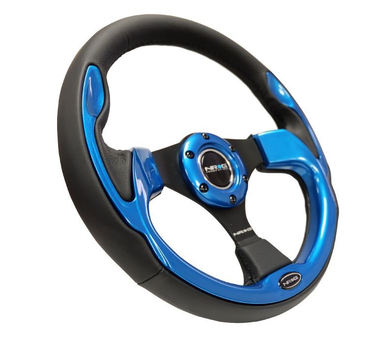 NRG Reinforced Steering Wheel- 320mm Sport Steering Wheel w/ Blue Trim - RST-001BL