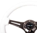 NRG Classic Wood Grain Wheel - 350mm 3 Black spokes - White Paint Grip - ST-015BK-WT