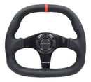 NRG CARBON FIBER STEERING WHEEL 320MM BLACK CARBON FIBER CENTER W/ Black STITCH RED CENTER MARK FLAT BOTTOM - ST-019CF-R