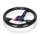NRG CARBON FIBER STEERING WHEEL350mm 1.5" Deep Dish with Neochrome Center Spoke - ST-010MC-CF