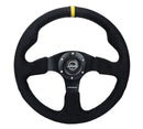 NRG Reinforced Steering Wheel - Alcantara Steering Wheel w/ Yellow Center Mark 320mm w/ BLACK stitch - RST-012SA-Y