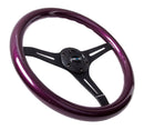 NRG Classic Wood Grain Wheel, 350mm 3 black spokes, purple pearl/flake paint - ST-015BK-PP