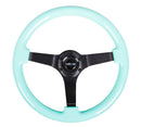 NRG Reinforced Steering Wheel - Classic Minty Fresh Wood Grain Wheel (3" Deep), 350mm, 3 Solid spoke center in Black - RST-036MF-BK