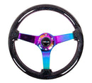 NRG Reinforced Steering Wheel - Classic Black Sparkled Wood Grain Wheel (3" Deep, 4mm ), 350mm, 3 Solid spoke center in Neochrome - RST-036BSB-MC