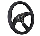 NRG Reinforced Steering Wheel - 350mm Sport Leather Racing ( 2.5" Deep) Comfort Grip, 4mm matte black spoke with Alcantara finish - RST-023MB-SA