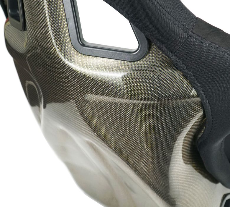 NRG Carbon Fiber Bucket Seat (Large), Cloth, Gold Carbon Back Finish - RSC-302CF/GD