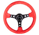 NRG Reinforced Steering Wheel - 350MM Sport Steering Wheel (3" Deep) - Red Suede - RST-006S-RR
