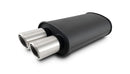 Vibrant STREETPOWER FLAT BLACK Oval Muffler with Dual 304SS Brushed Tips; Inlet ID: 2.50" (63.5mm) Tip OD: 3.00" (76.2mm); Muffler Body Size: 9"W x 5"H x 15"L; Tip Location: Center of End Cap  - 12310