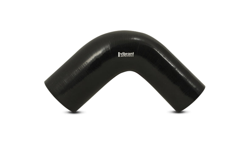 Vibrant 90 Degree Reducer Silicone Hose, 1.75" I.D. x 1.50" I.D. x 4.00" Leg Length - Black  - 19786