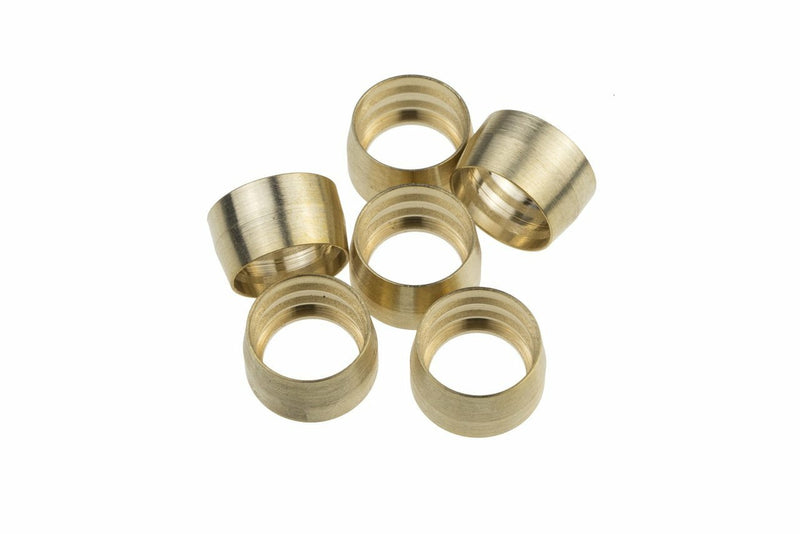 Redhorse Performance Brass Replacement Ferrules For -6AN 1200 Series PTFE Hose Ends - 6Pcs/Pkg - 1200-06-0