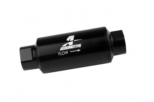 Aeromotive Filter, In-Line, 40 Micron Stainless Mesh Element, ORB-10 Port, Bright-Dip Black, 2" OD - 12330