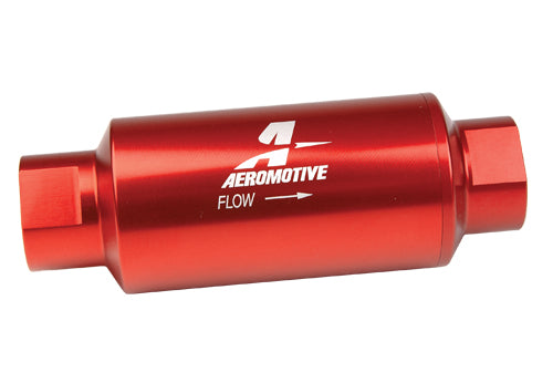 Aeromotive Filter, In-Line, 40 Micron Stainless Mesh Element, ORB-10 Port, Bright-Dip Red, 2" OD - 12335