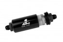 Aeromotive Filter, In-Line, 40 Micron Stainless Mesh Element, AN-08 Male, Bright-Dip Black, 2" OD - 12378