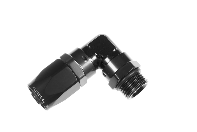 Redhorse Performance -10AN Hose End To -10ORB Male, Swivel, 90 Degree - Black - 1490-10-10-2