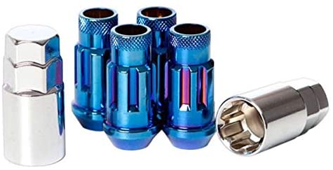 Muteki SR48 Lug Nuts Lock Set Open End - Burned Blue Neon