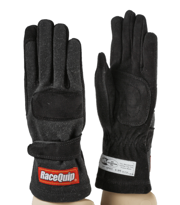 RaceQuip 355 Series 2 Layer Nomex Race Gloves - Black - Medium - 355003