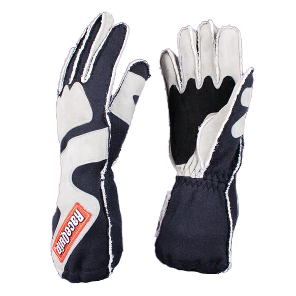 RaceQuip 356 Series 2 Layer Nomex Outseam Race Gloves - Gray/Black - Medium - 356603