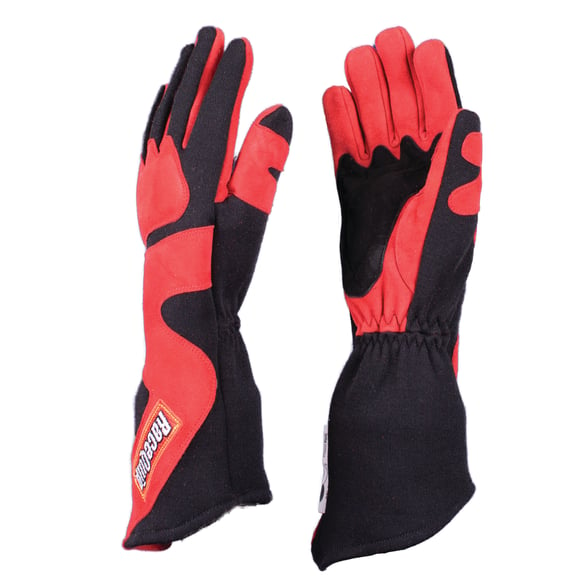 RaceQuip 358 Series 2 Layer Nomex Long Gauntlet Race Gloves - Red/Black - Medium - 358103