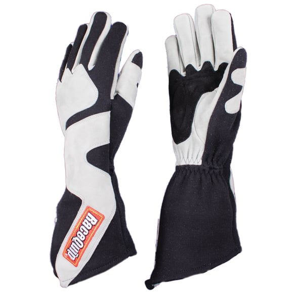 RaceQuip 358 Series 2 Layer Nomex Long Gauntlet Race Gloves - Gray/Black - Medium - 358603