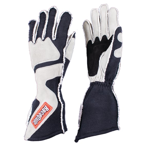 RaceQuip 359 Series 2 Layer Nomex Outseam Race Gloves - Gray/Black - Large - 359605
